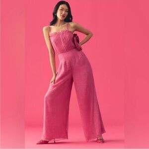 Anthropologie Hutch Pleated Pink Jumpsuit